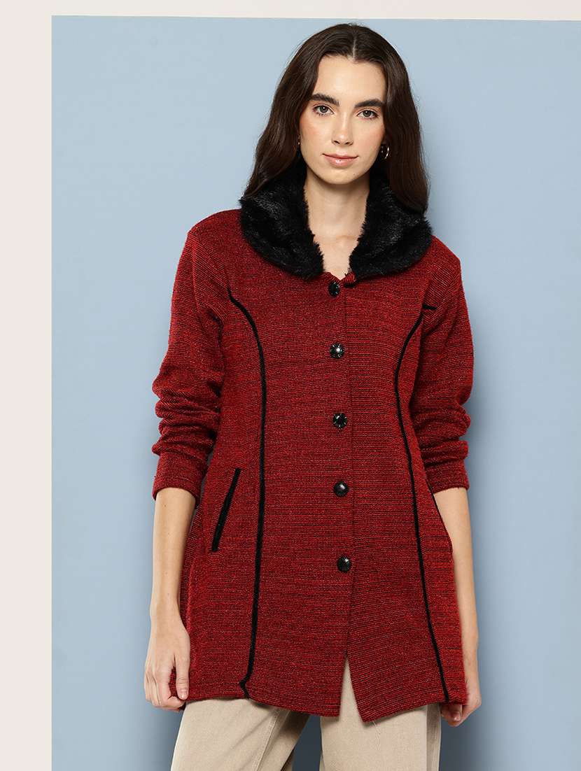 women solid long sleeve cardigan
