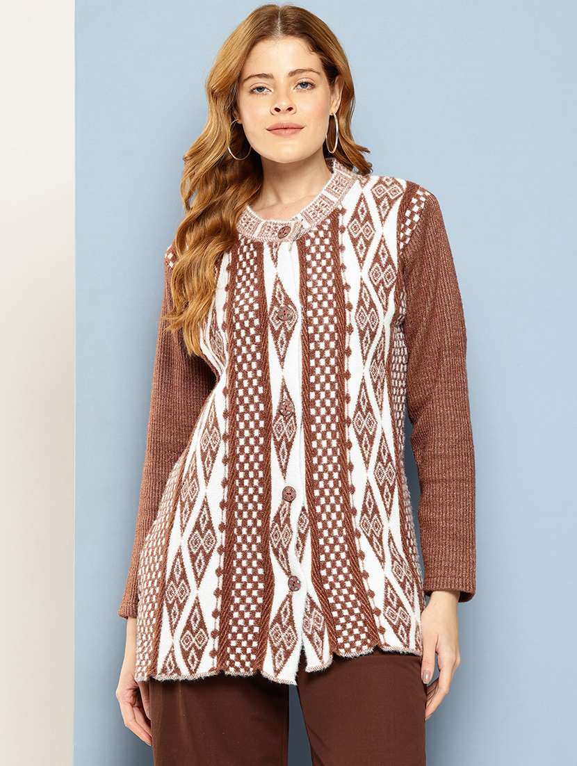 women self design long sleeve cardigan