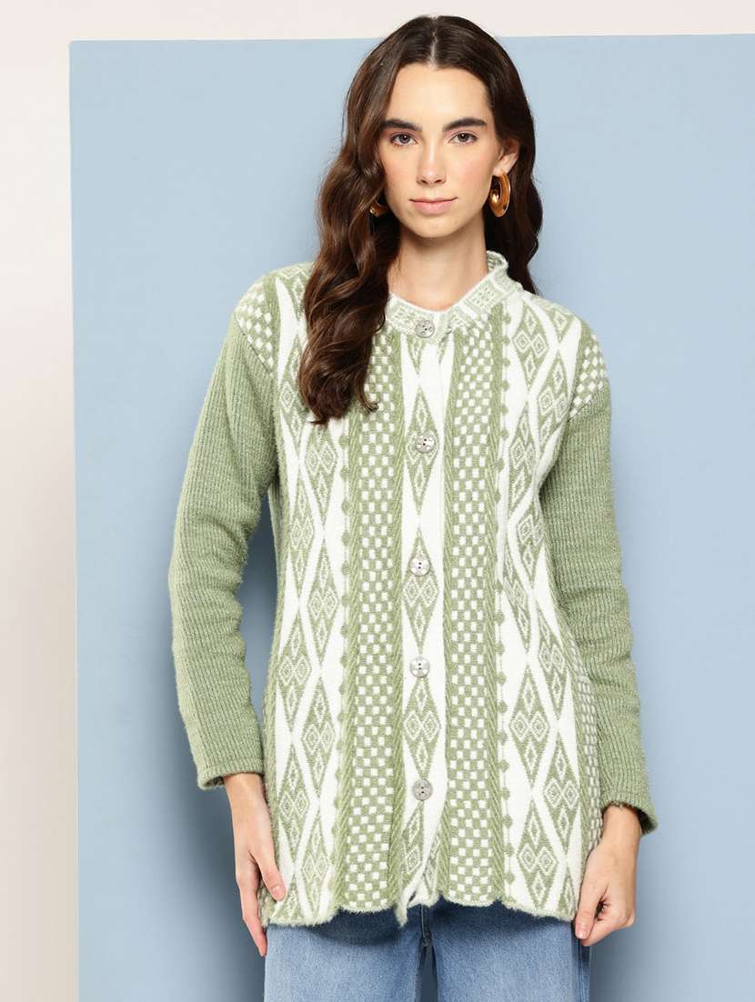 women self design long sleeve cardigan