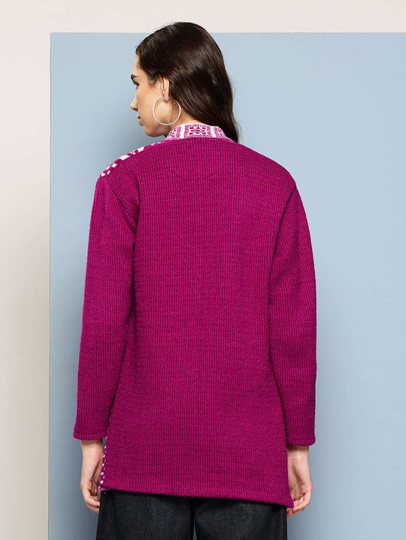 Women Self Design Long Sleeve Cardigan