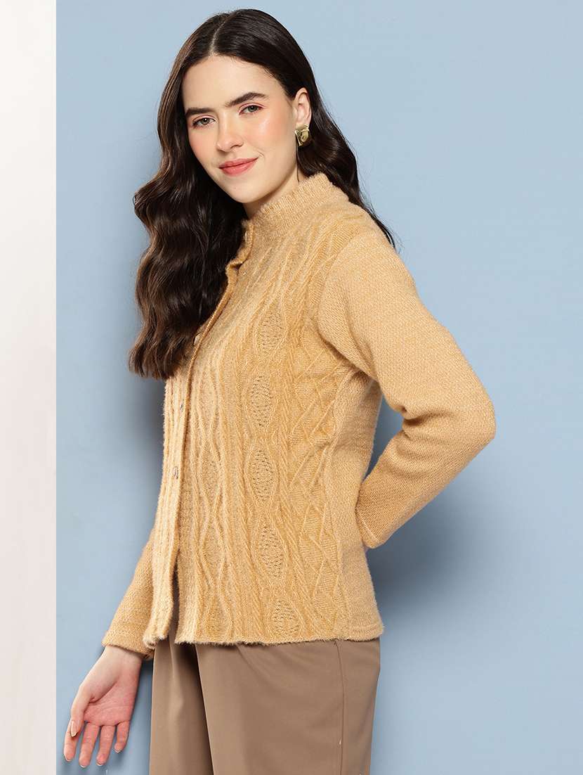 women self design long sleeve cardigan - 22033851 -  Standard Image - 1