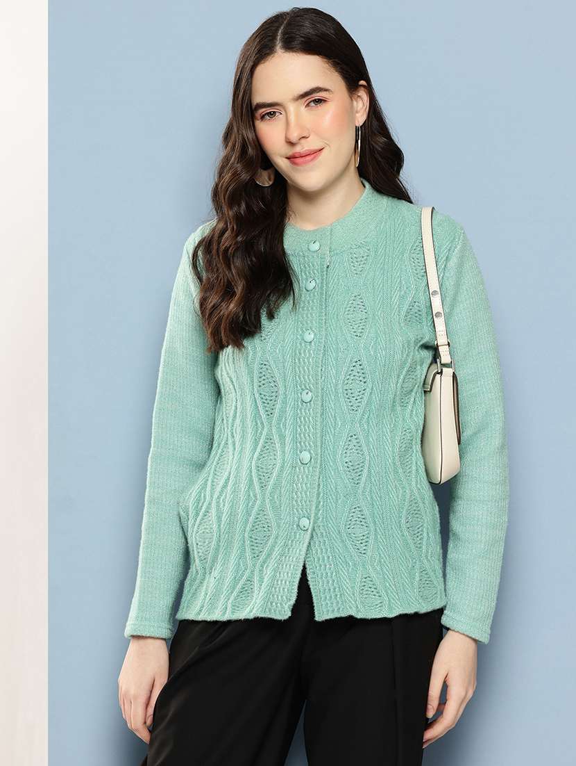 women self design long sleeve cardigan