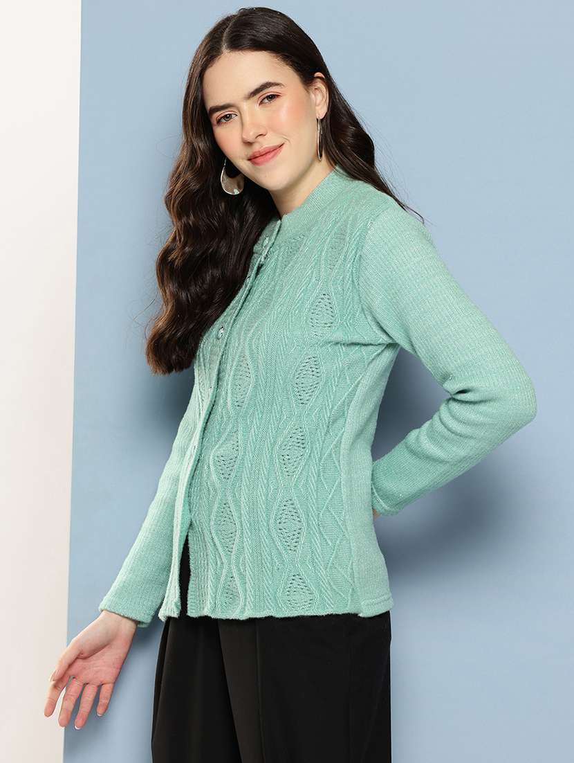 women self design long sleeve cardigan - 22033852 -  Standard Image - 1