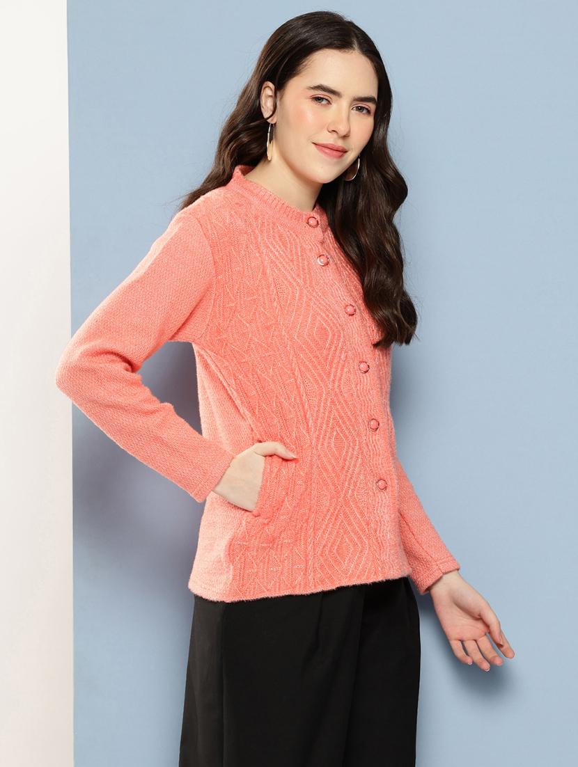 women self design long sleeve cardigan - 22033853 - Standard Image - 1
