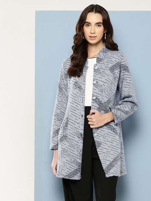 women self design long sleeve cardigan - 22033858 -  Standard Image - 0