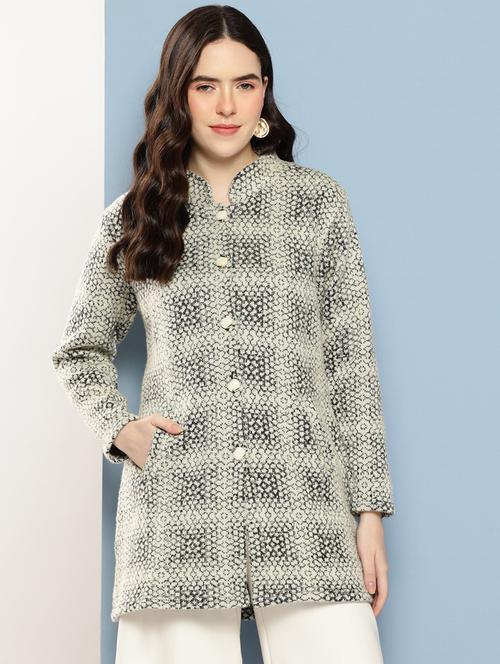 women self design long sleeve cardigan - 22033859 - Standard Image - 0