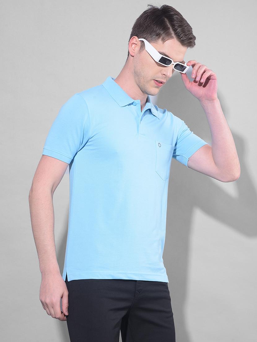 blue cotton plain tshirt - 22033890 -  Standard Image - 1