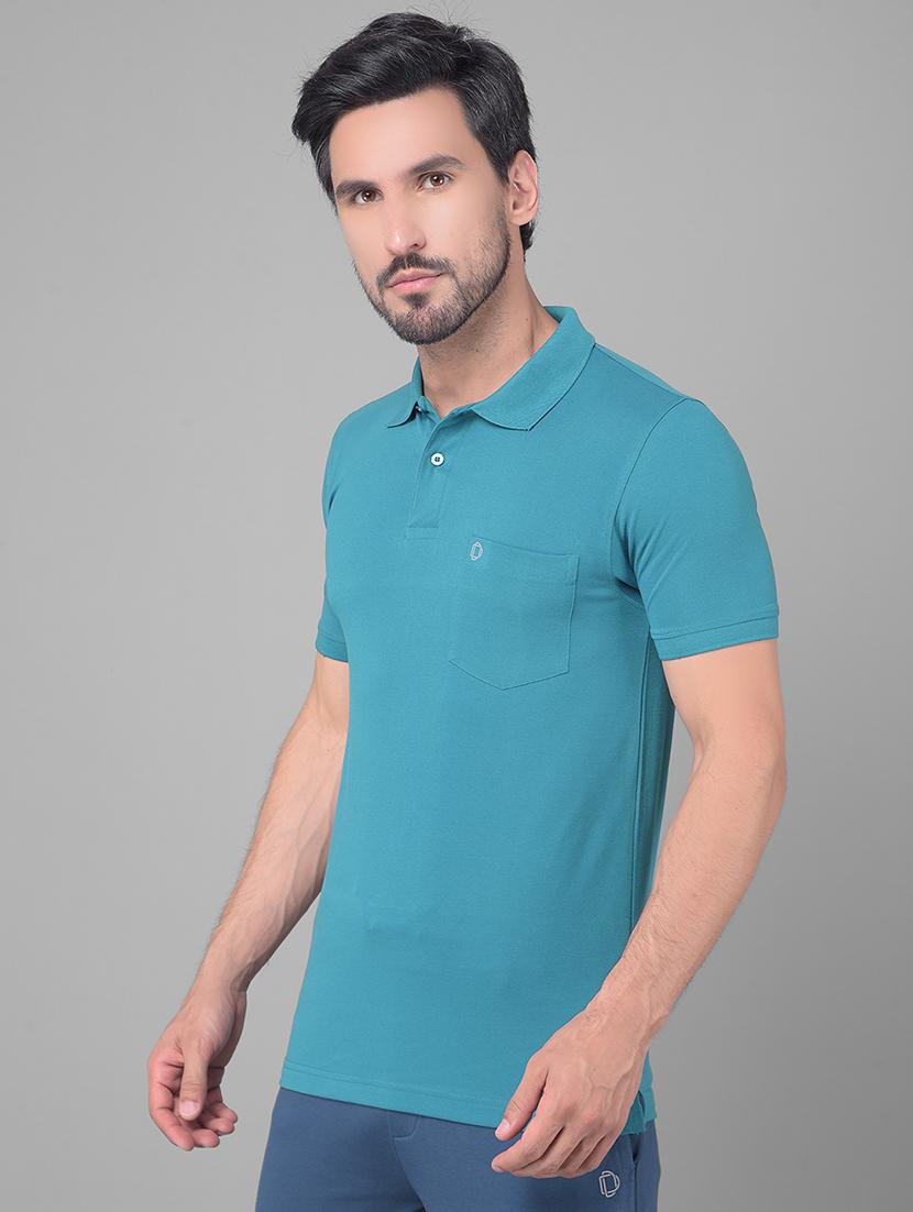 blue cotton plain tshirt - 22033900 -  Standard Image - 1
