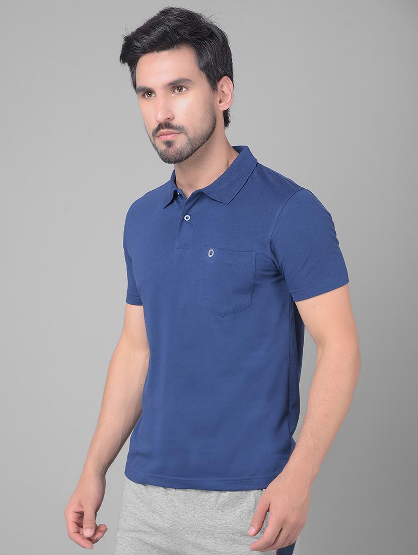 navy blue cotton plain tshirt - 22033901 - Standard Image - 1