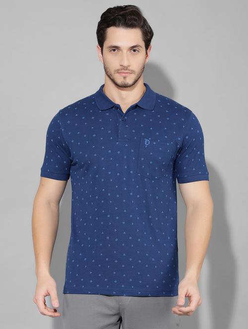 blue cotton front print tshirt - 22033902 - Standard Image - 0