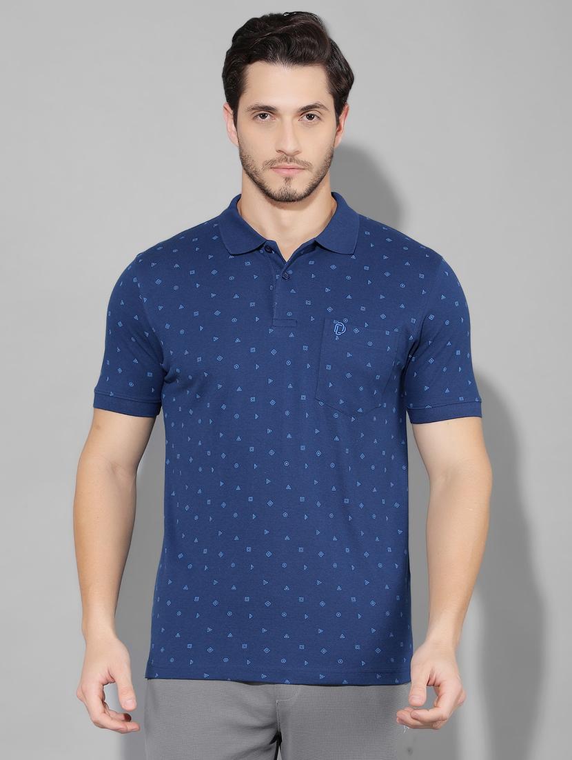 blue cotton front print tshirt - 22033902 - Zoom Image - 0