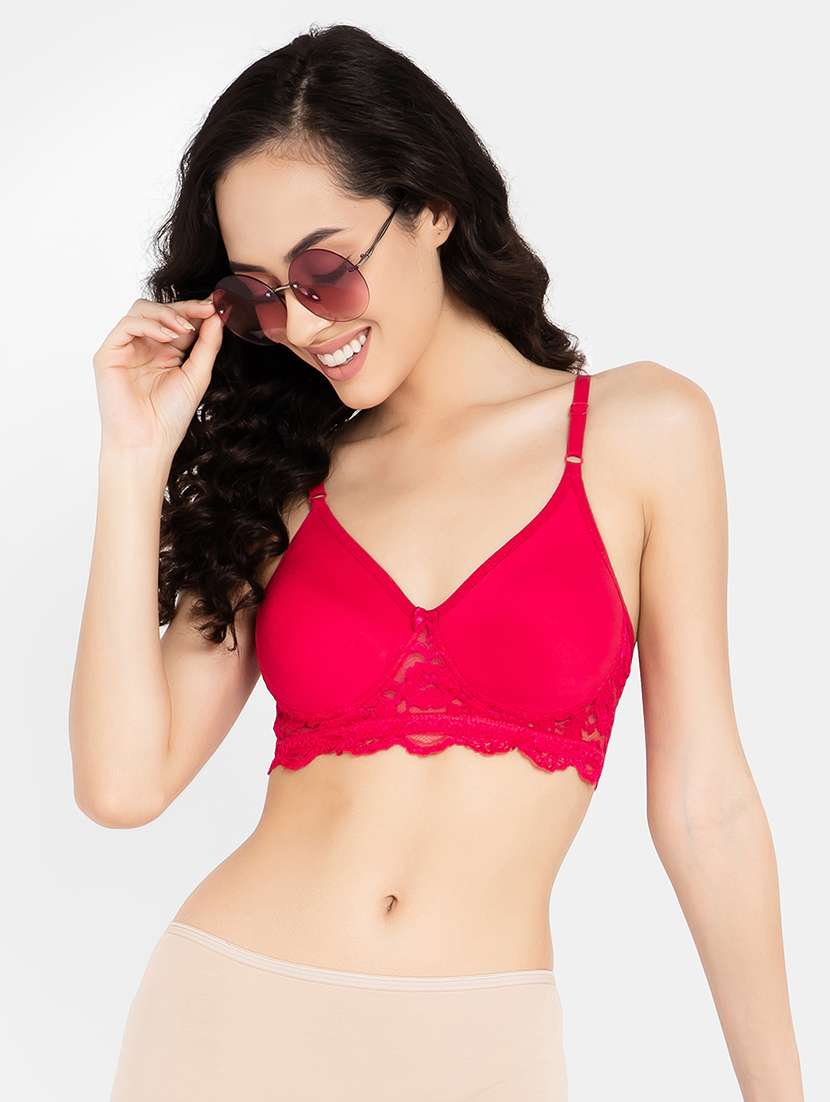 women solid lightly padded lace t-shirt bra - 22033909 -  Standard Image - 1