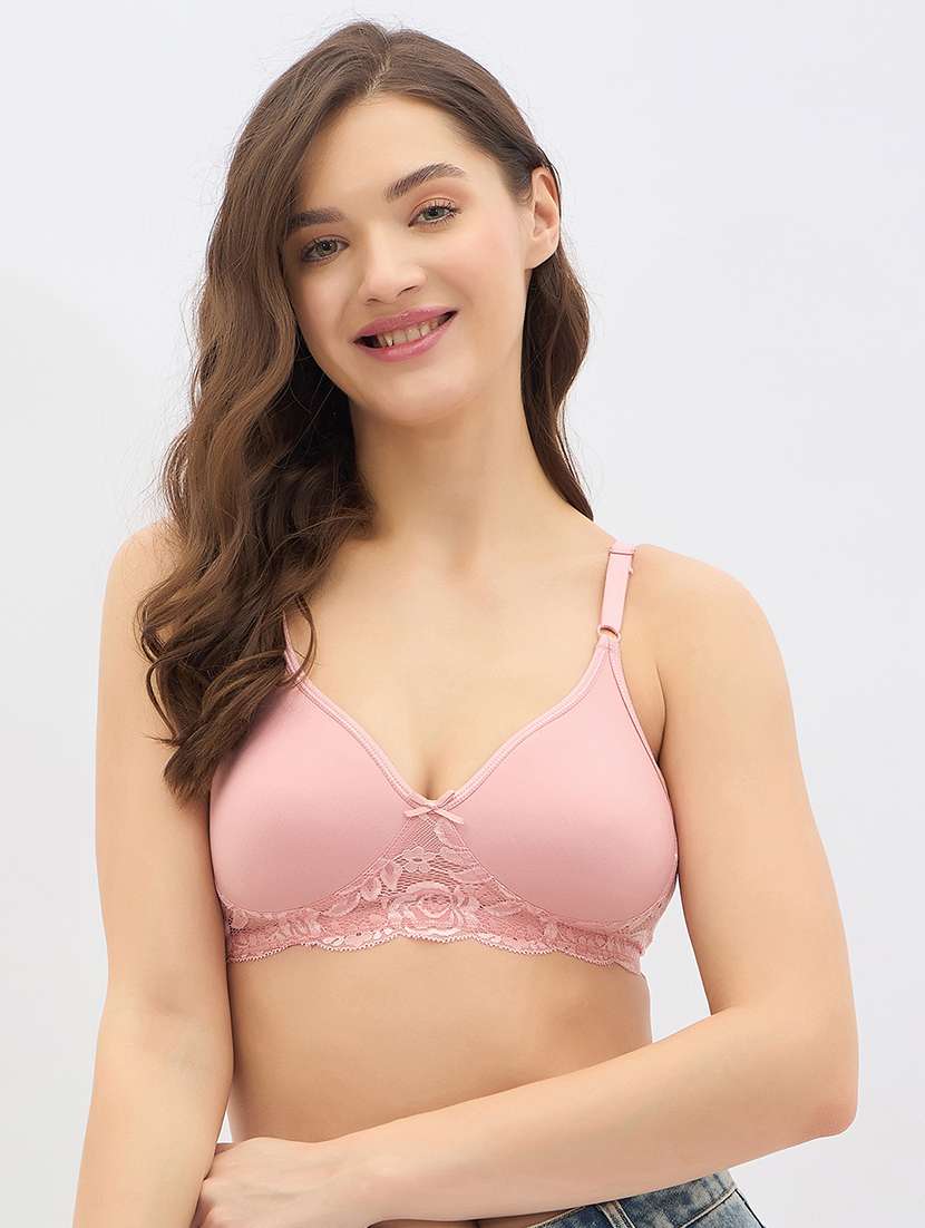 women solid lightly padded lace t-shirt bra - 22033910 -  Standard Image - 4