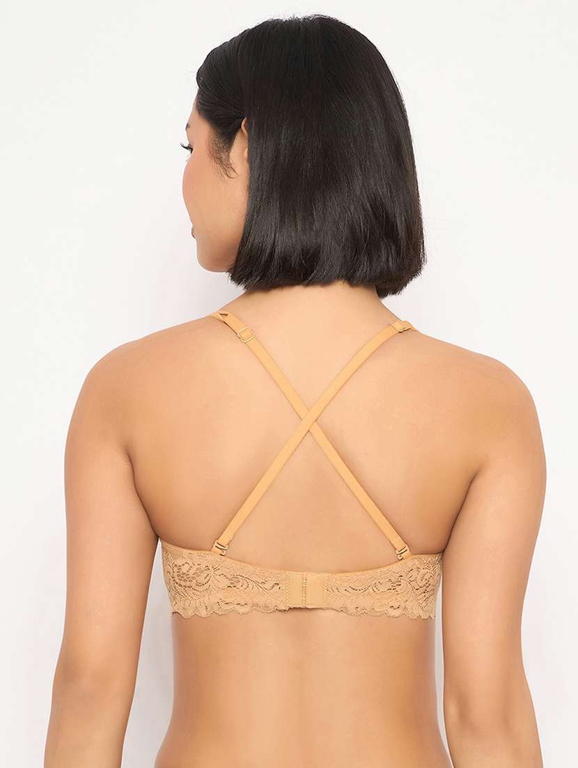 women solid heavily padded lace push up bra - 22033914 - Standard Image - 4