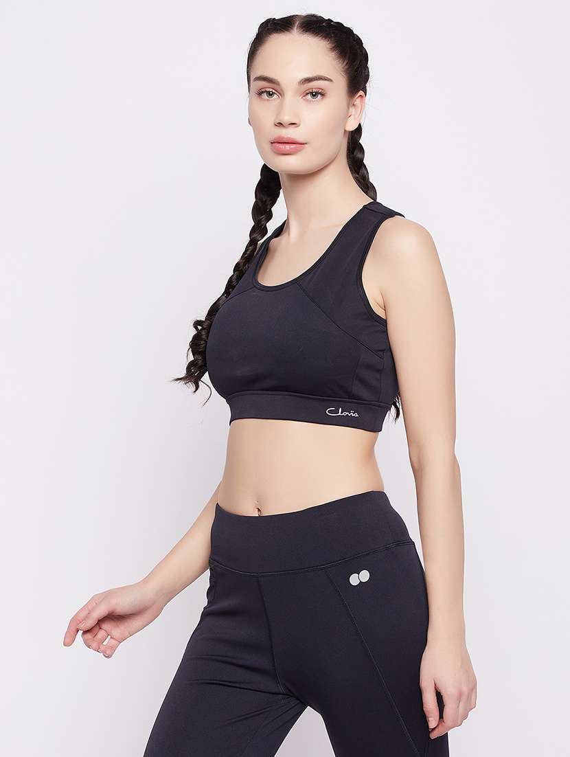 women solid non wired sports bra - 22033945 -  Standard Image - 1