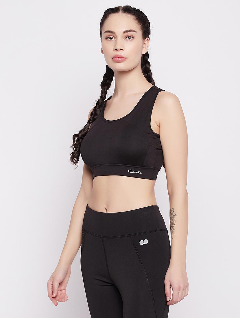 women solid non wired sports bra - 22033946 - Standard Image - 1