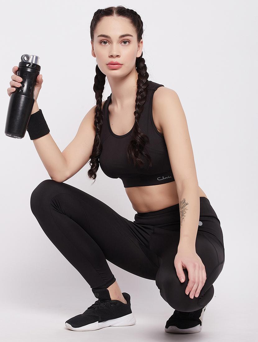 women solid non wired sports bra - 22033946 - Standard Image - 4