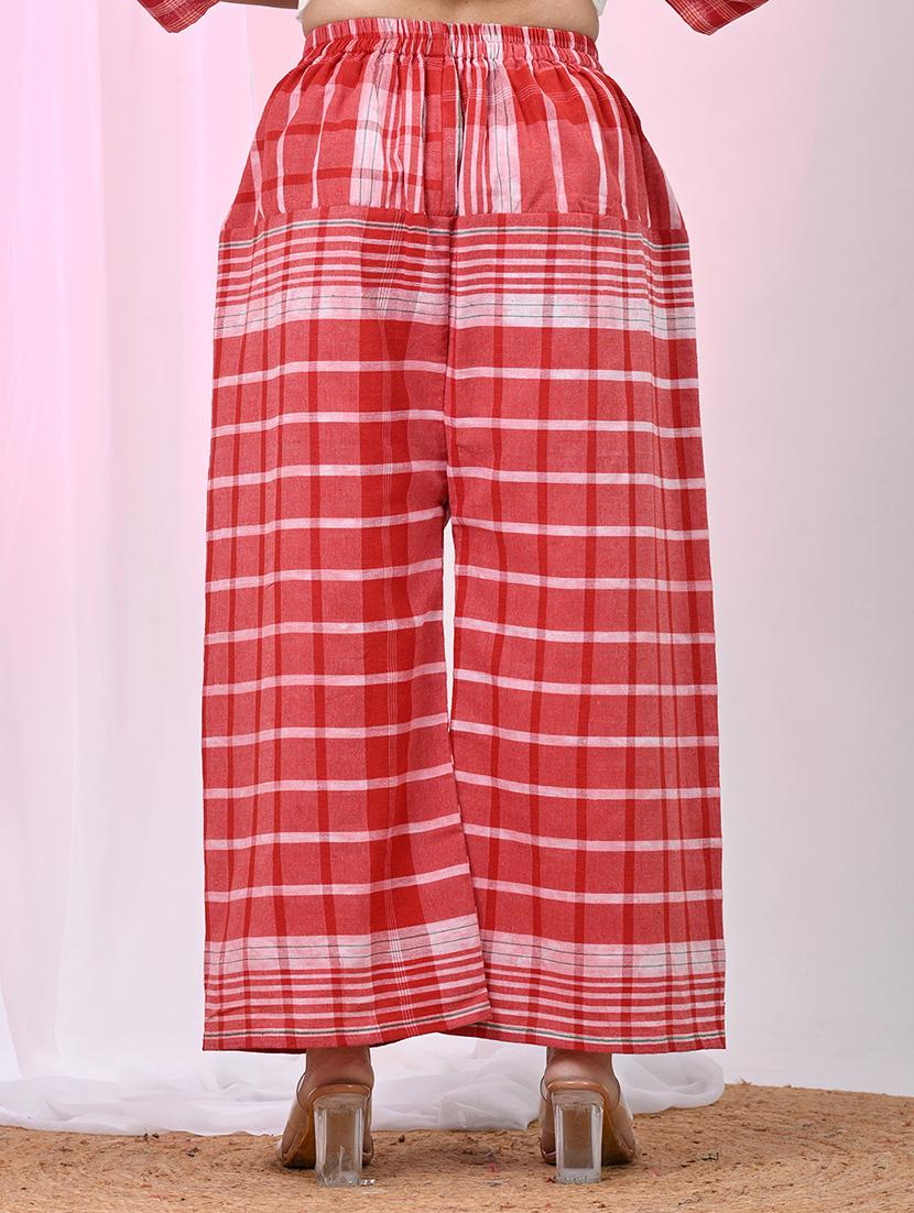 women checkered three quarter sleeve kurta palazzo set - 22033976 - Standard Image - 6