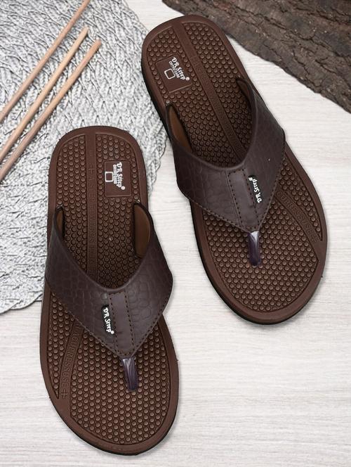men brown solid slip on slipper - 22033979 - Standard Image - 0
