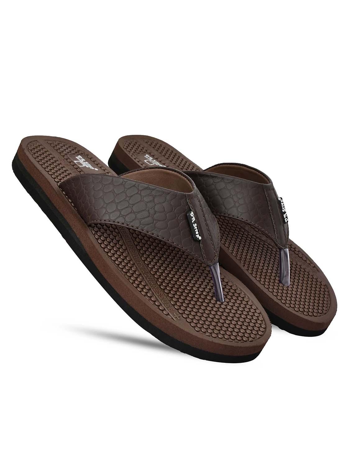 men brown solid slip on slipper - 22033979 -  Standard Image - 1