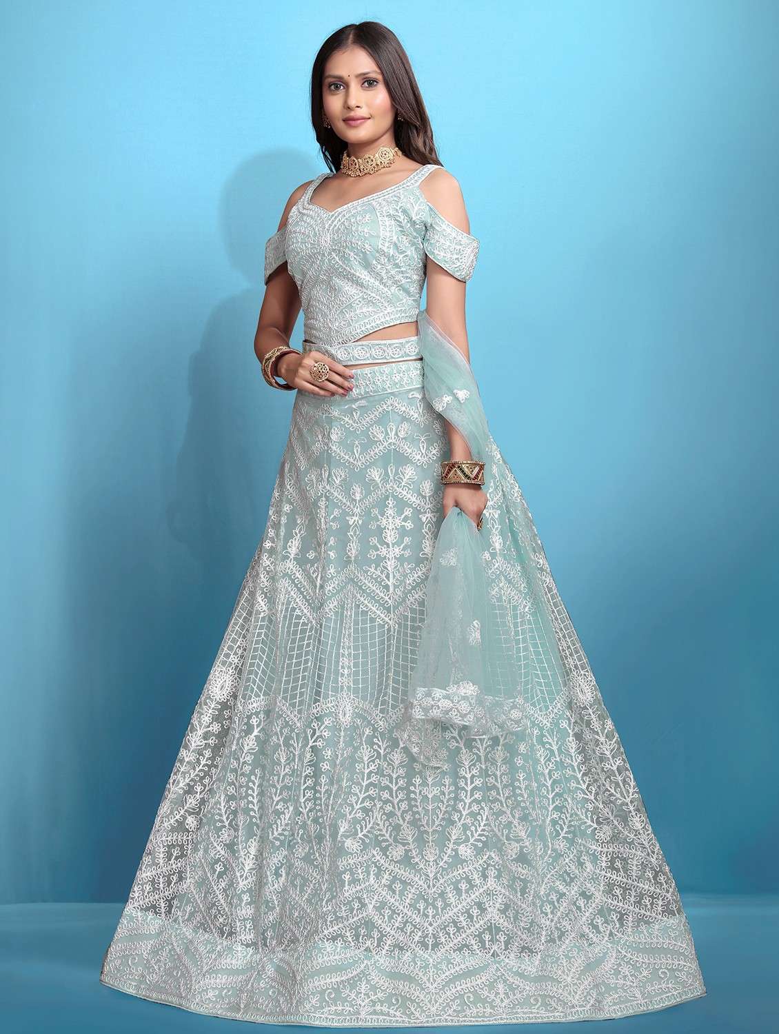 women embroidered fared lehenga and choli set - 22033999 - Standard Image - 1