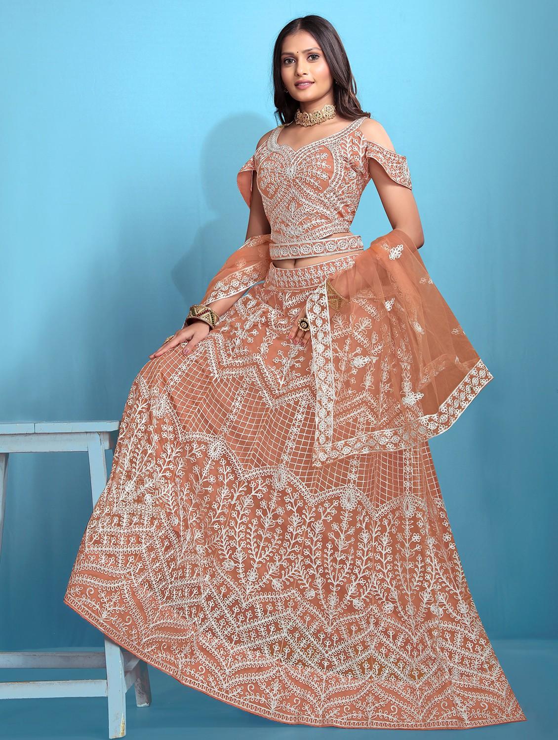 women embroidered fared lehenga and choli set - 22034001 - Standard Image - 1