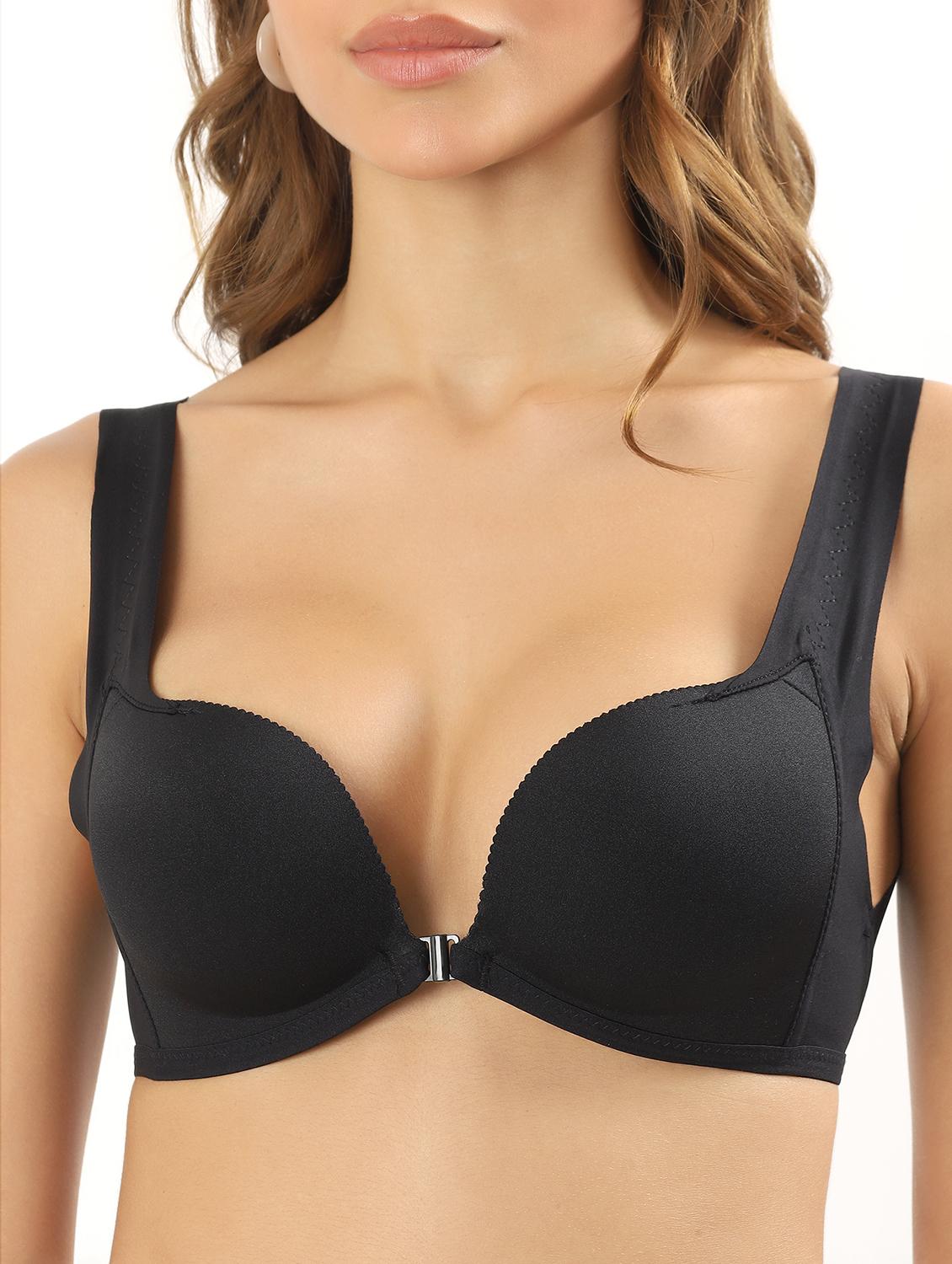 women solid heavily padded plunge bra - 22034439 - Standard Image - 4