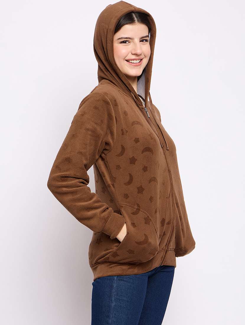women printed long sleeve hooded sweatshirt - 22034460 - Standard Image - 1