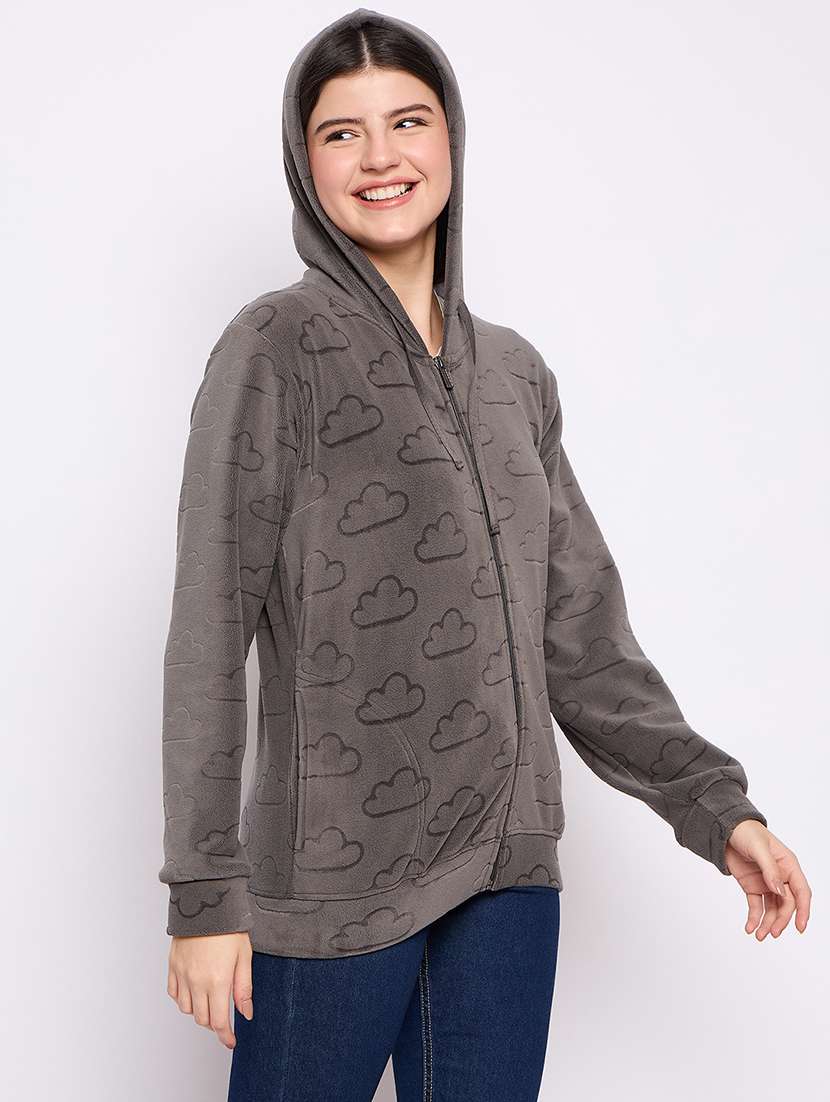 women printed long sleeve hooded sweatshirt - 22034461 - Standard Image - 1