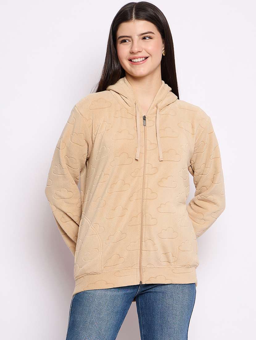 women printed long sleeve hooded sweatshirt