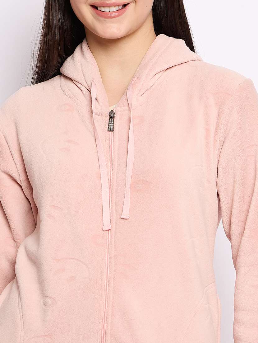 women solid long sleeve hooded sweatshirt - 22034464 -  Standard Image - 4