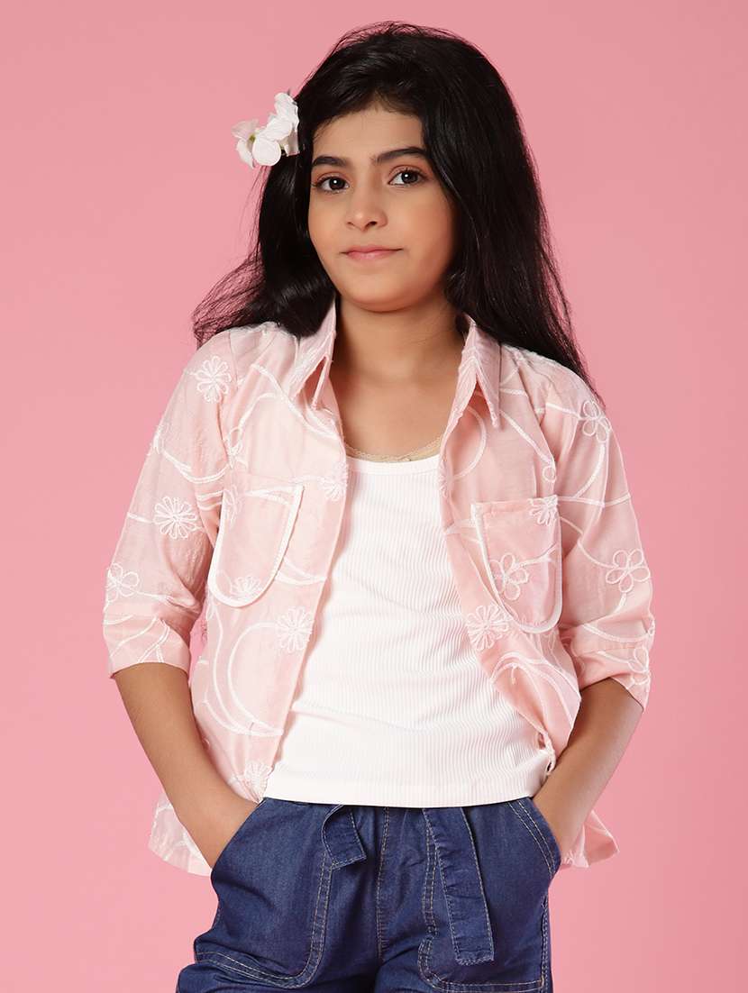 girls embroidered collared shirt