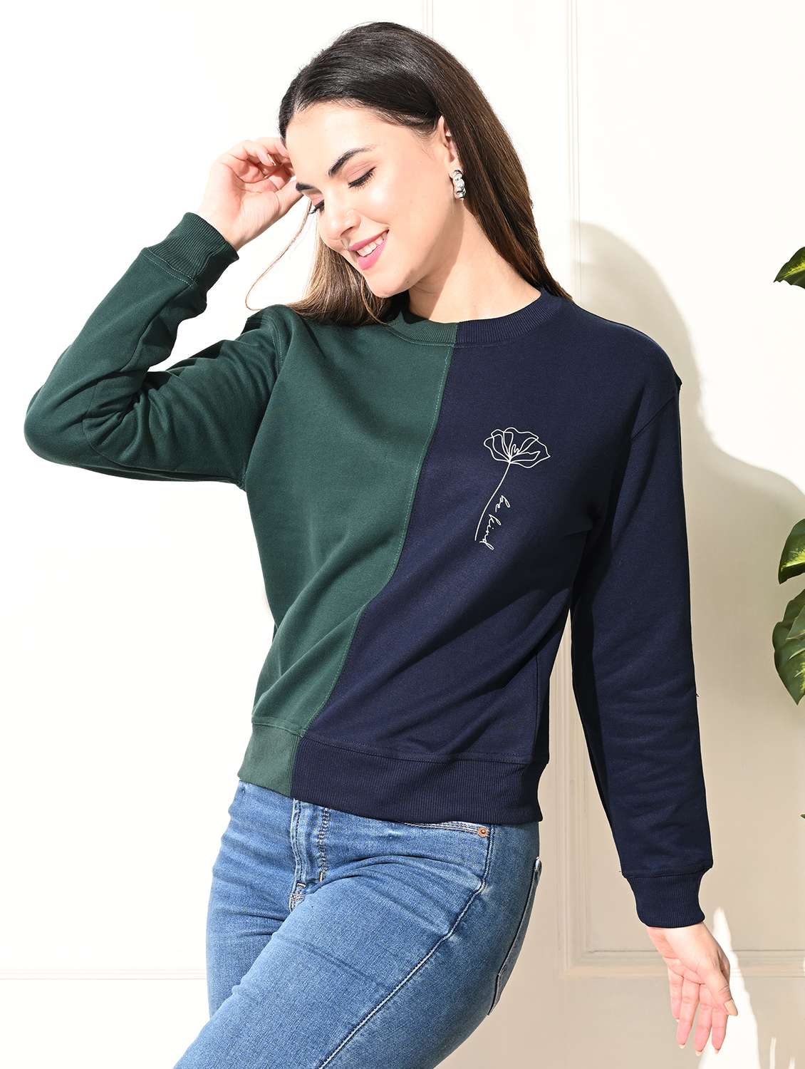 women color blocked long sleeve sweatshirt - 22034544 -  Standard Image - 1