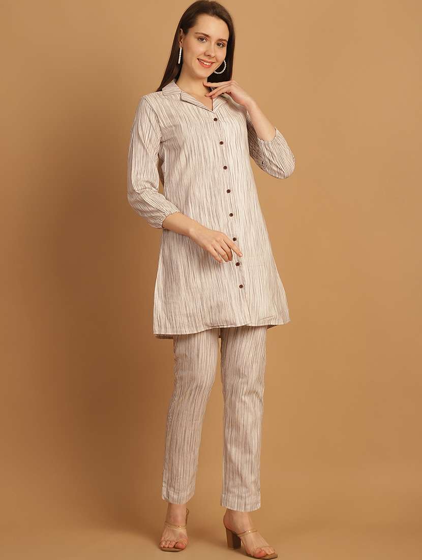 women printed shirt and trouser co-ord set - 22034569 - Standard Image - 1