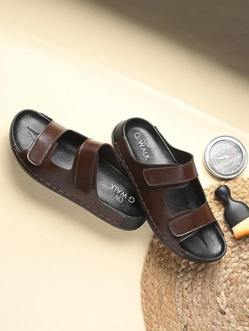 men brown slip on sandal - 22034576 -  Standard Image - 0