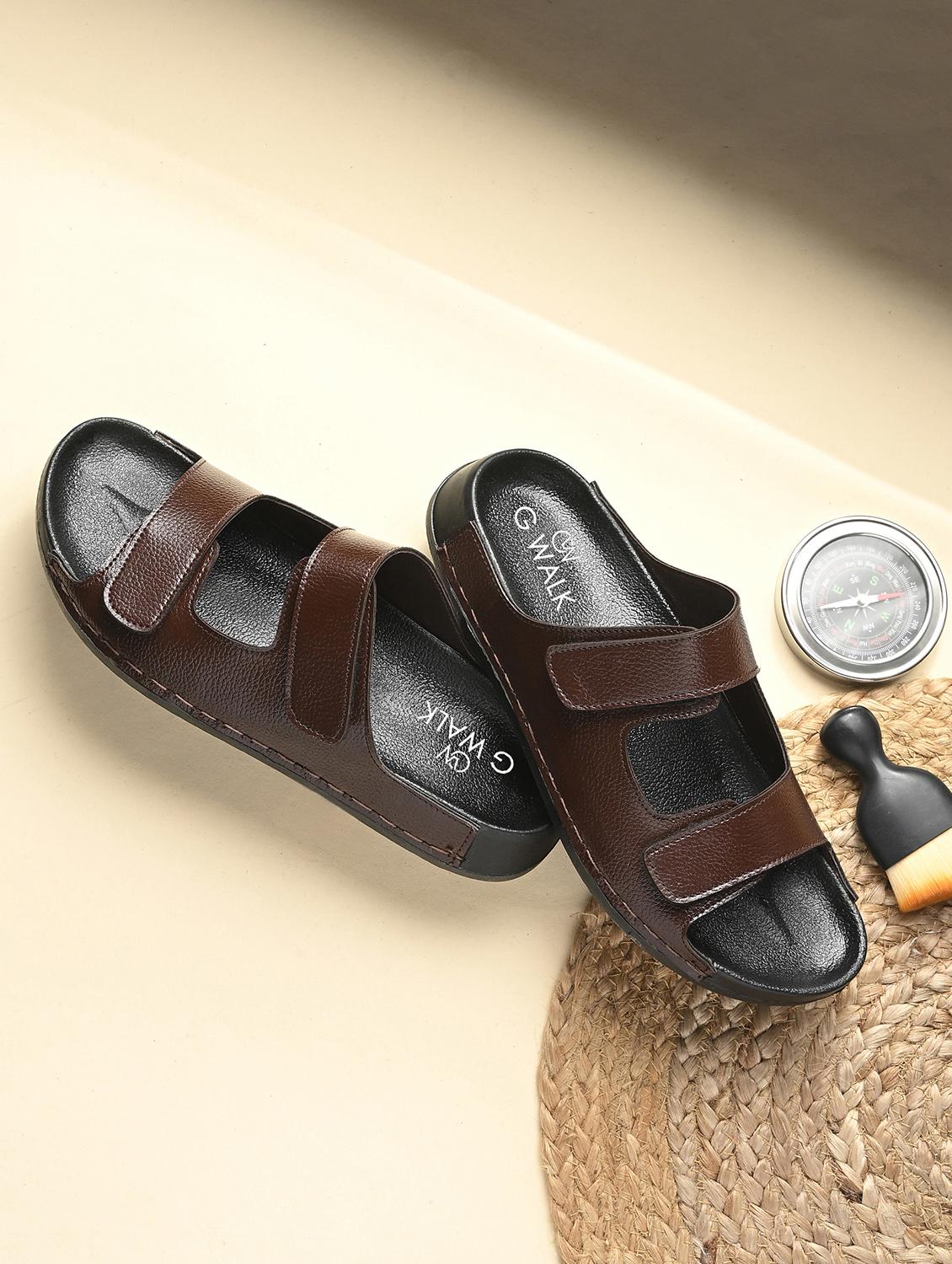 men brown slip on sandal - 22034576 -  Zoom Image - 0