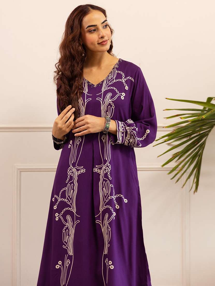 Women Printed Long Sleeve Kurta And Palazzo Set