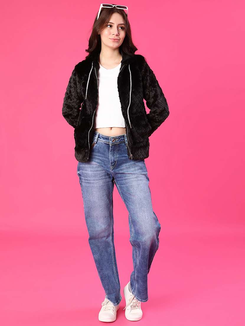 women solid long sleeve hooded sweatshirt - 22034811 -  Standard Image - 4