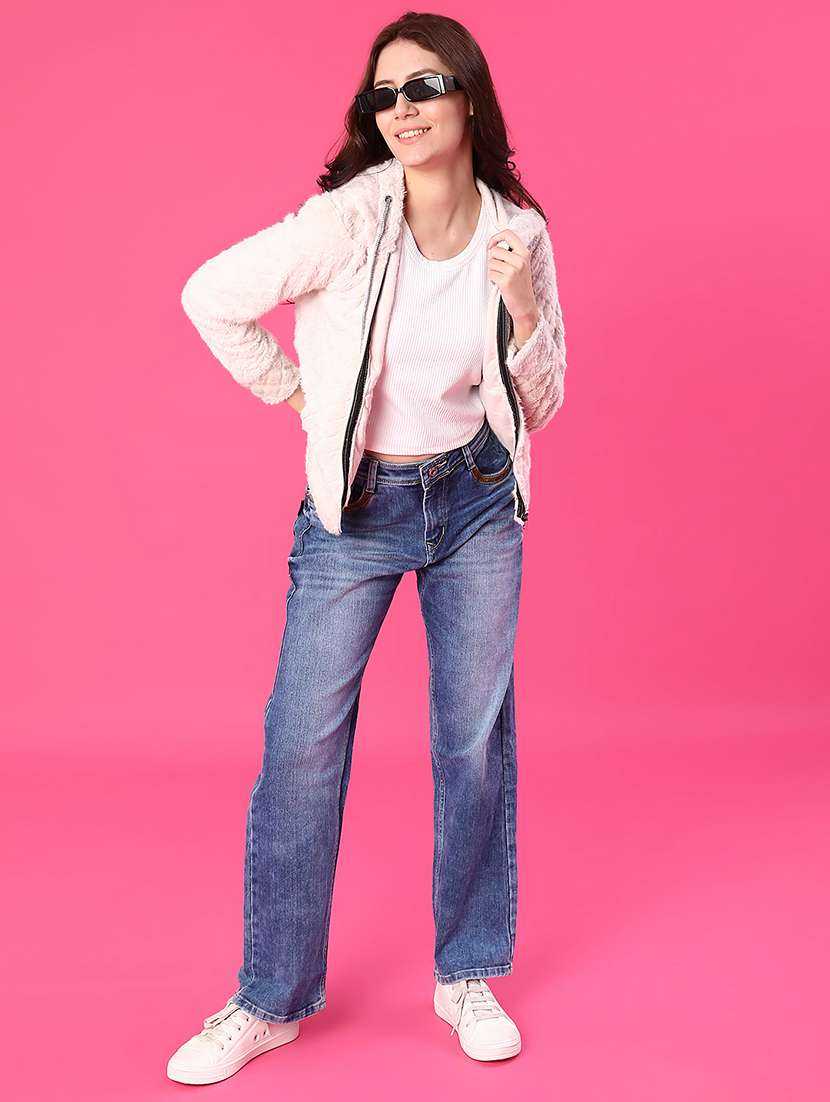 women solid long sleeve hooded sweatshirt - 22034812 -  Standard Image - 4