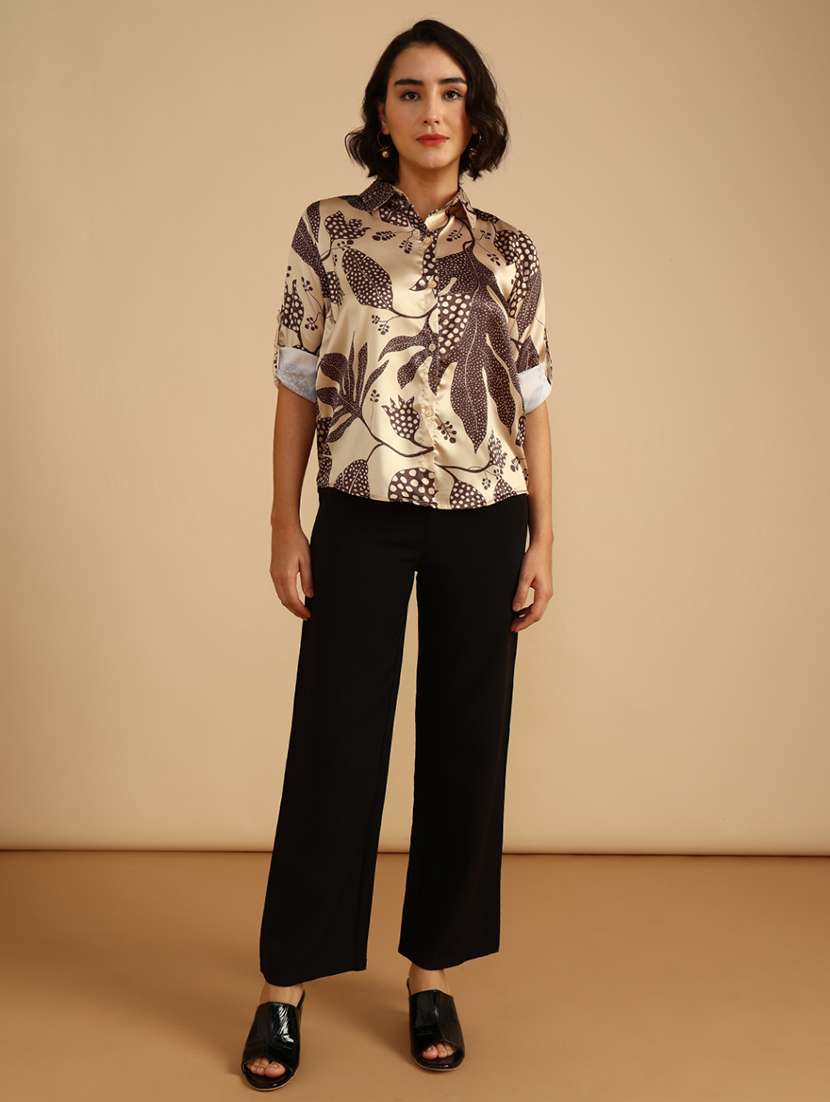 women printed three quarter sleeve regular fit shirt - 22034826 -  Standard Image - 4