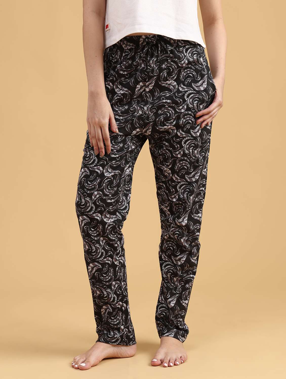 women printed mid rise lounge wear pajama - 22034827 -  Standard Image - 1