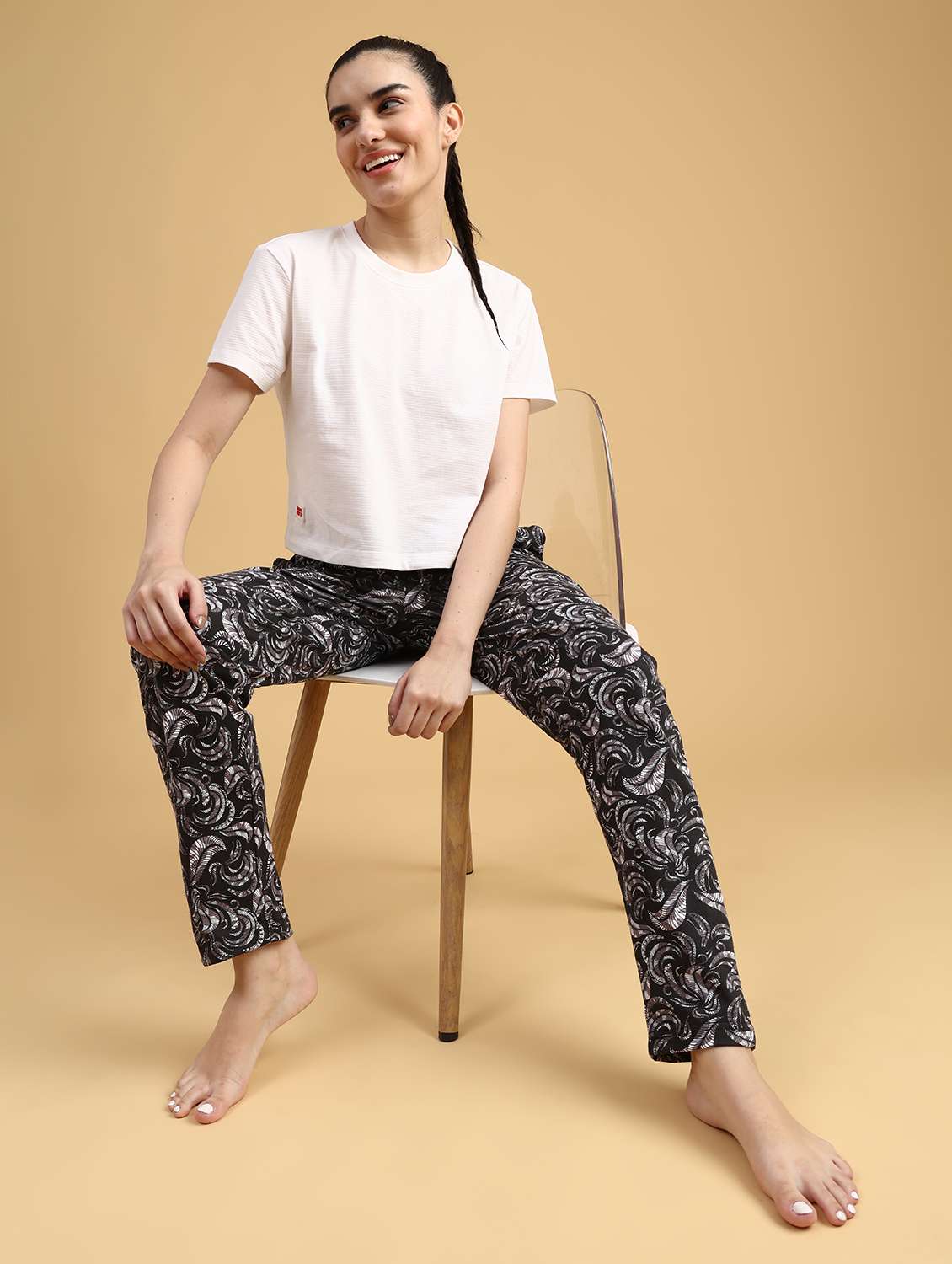 women printed mid rise lounge wear pajama - 22034827 -  Standard Image - 6