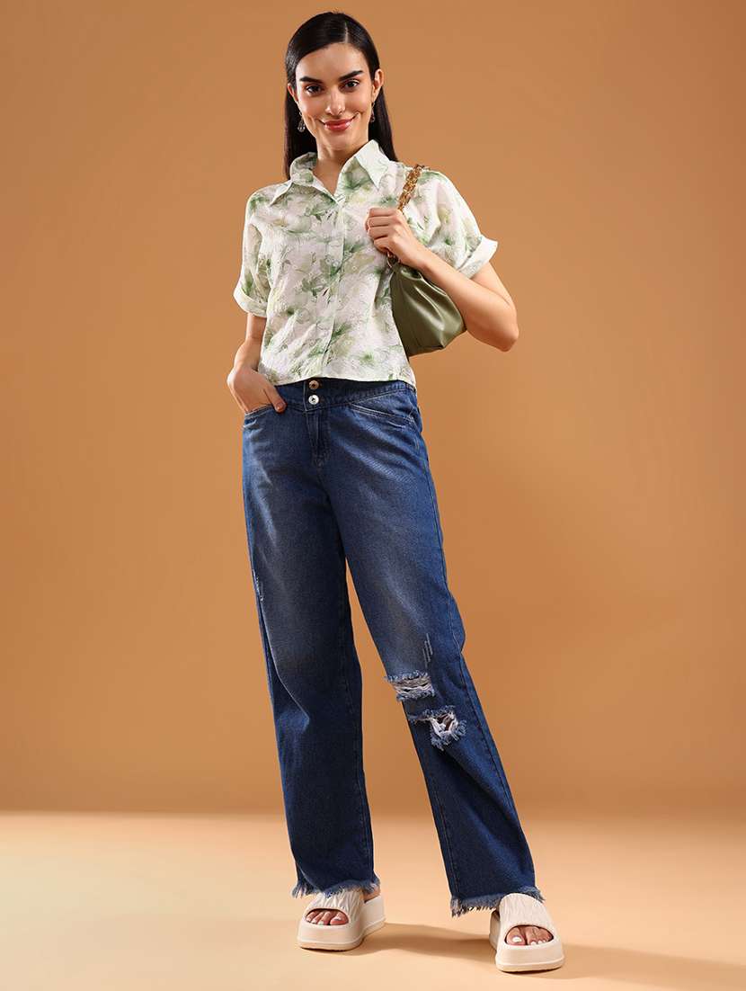 women floral printed short sleeve regular fit shirt - 22034877 -  Standard Image - 4