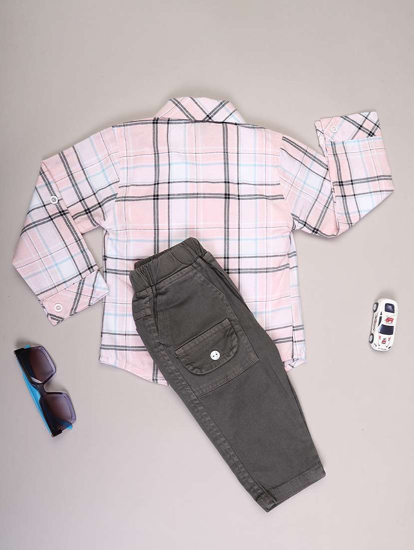 Boys Checkered Shirt And Trouser Co-ord Set - 22034993 -  Standard Image - 1