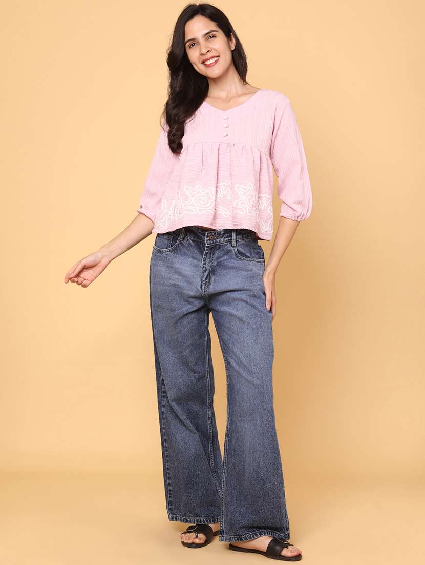 Women Pink Polyester Regular T-shirt - 22035028 -  Standard Image - 4