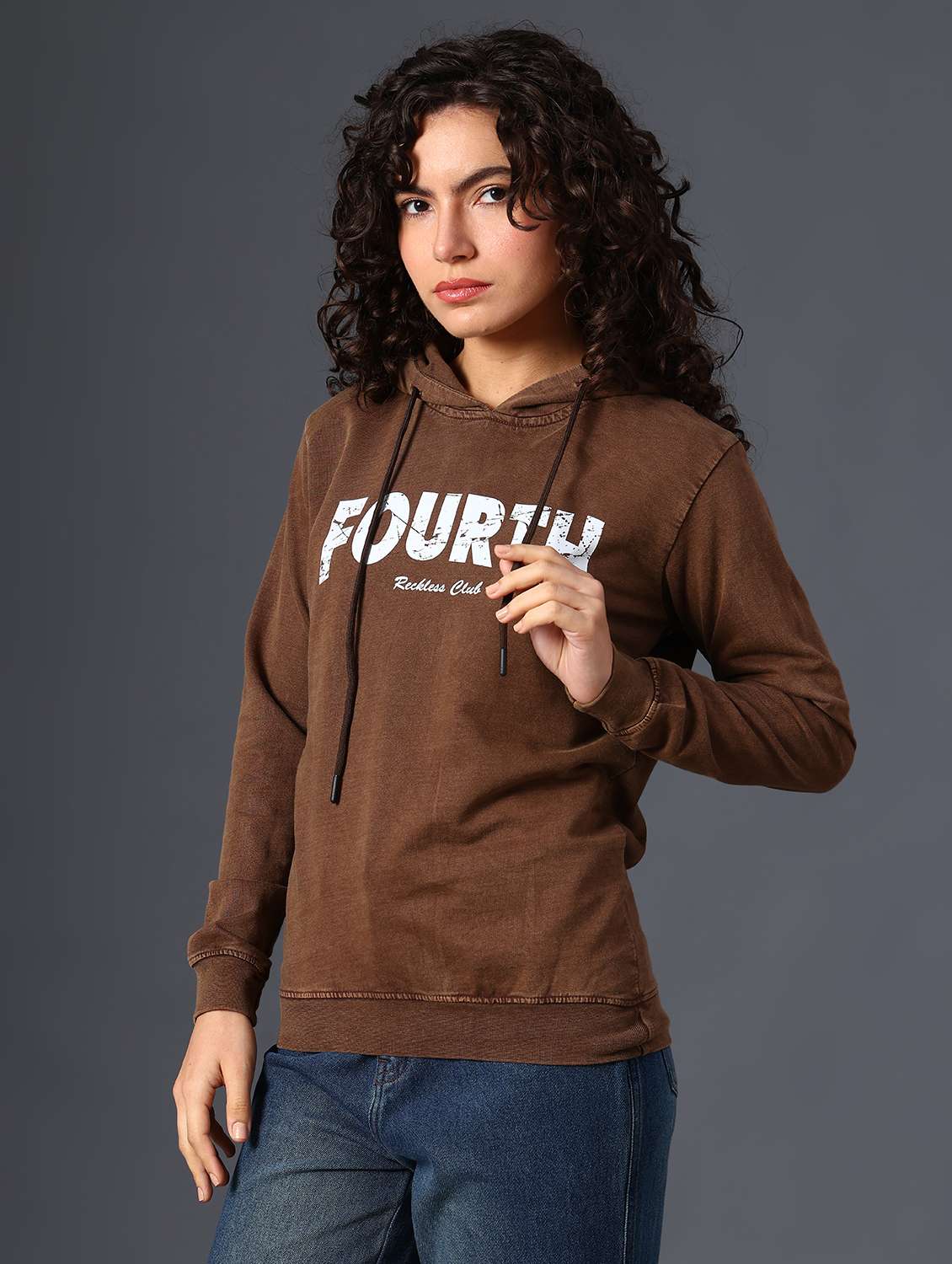 brown cotton poly blend chest print sweatshirt - 22035072 -  Standard Image - 6