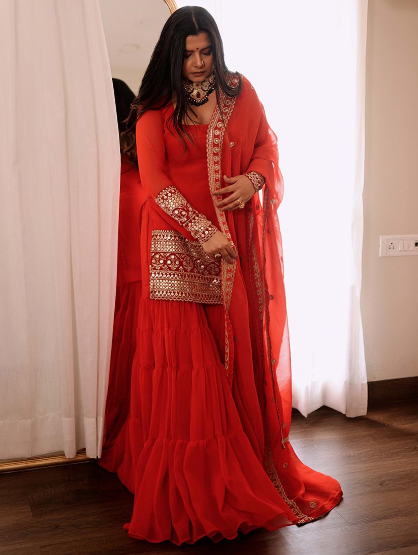 women embroidered kurta sharara with dupatta set - 22035145 -  Standard Image - 1