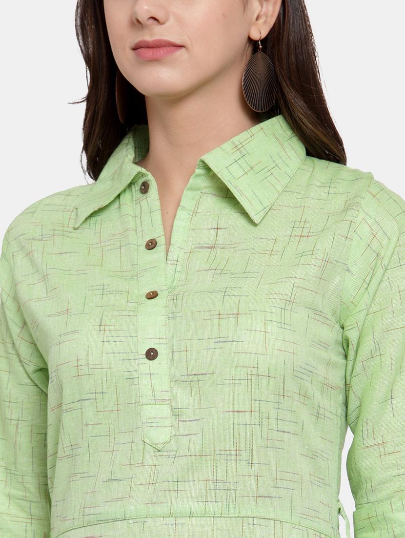 women self design roll up sleeve a-line kurta - 22035149 - Standard Image - 4