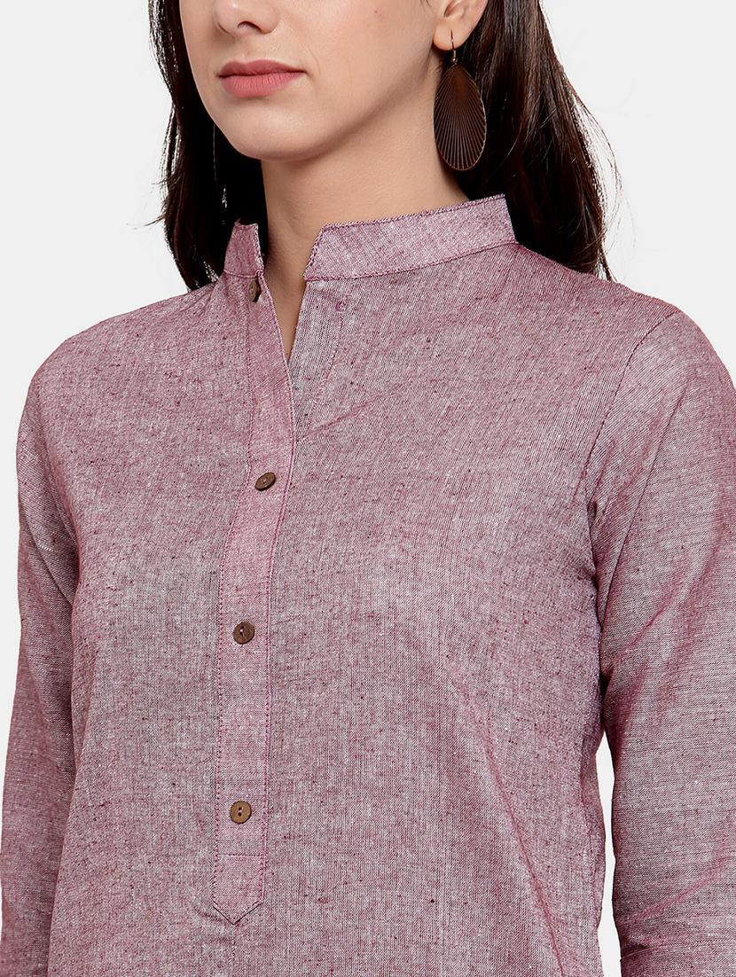 women solid roll up sleeve straight kurta - 22035151 - Standard Image - 4