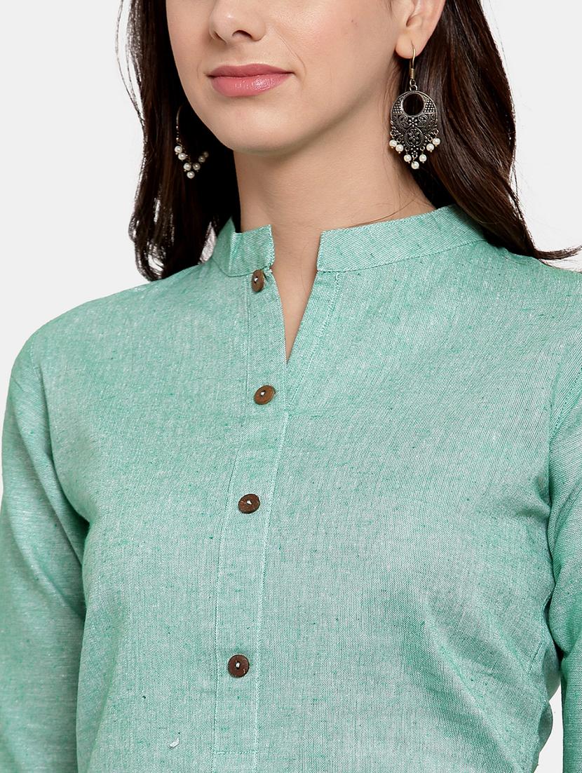 women solid roll up sleeve straight kurta - 22035153 - Standard Image - 4